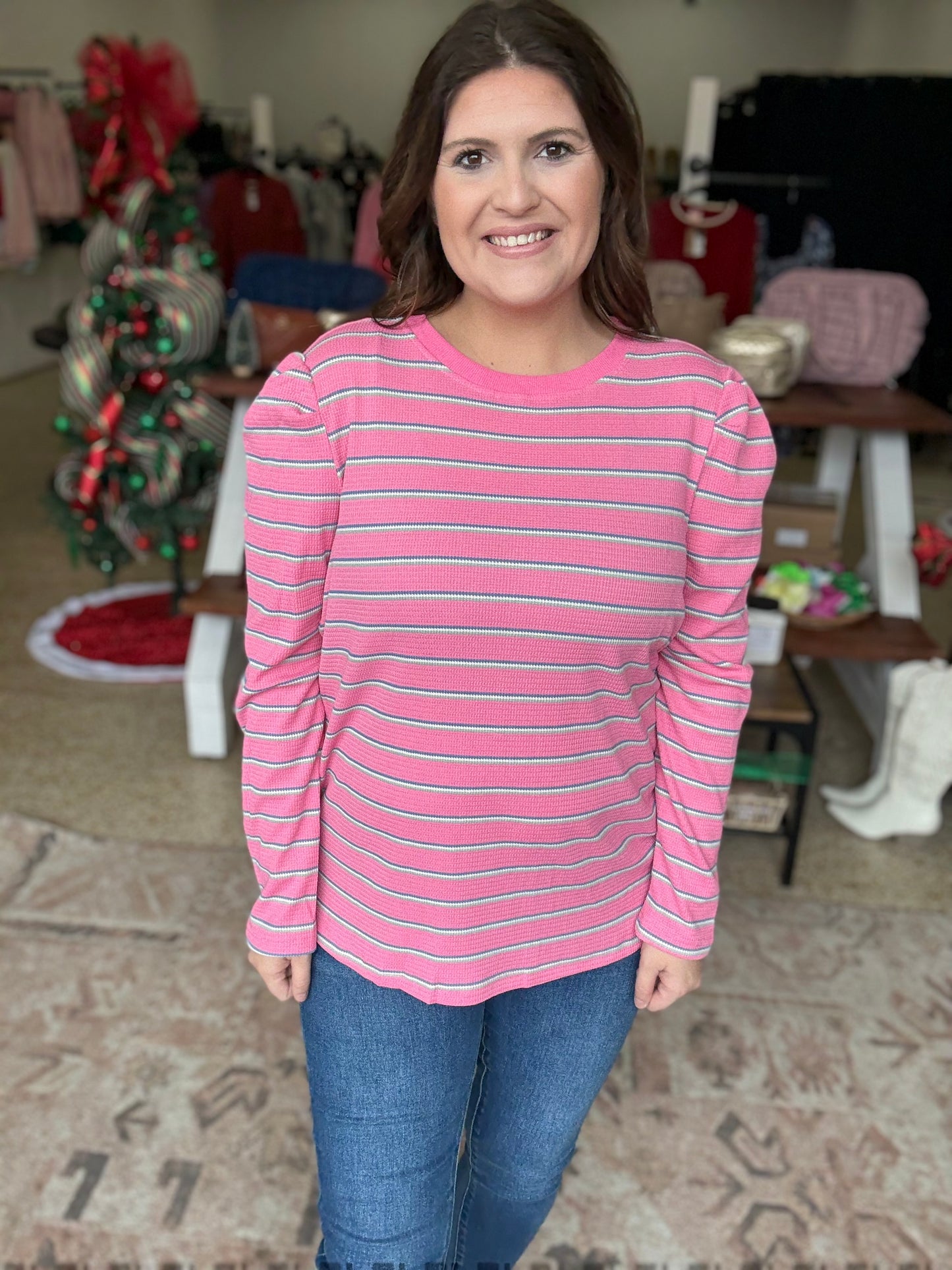 Blush and Evergreen Top