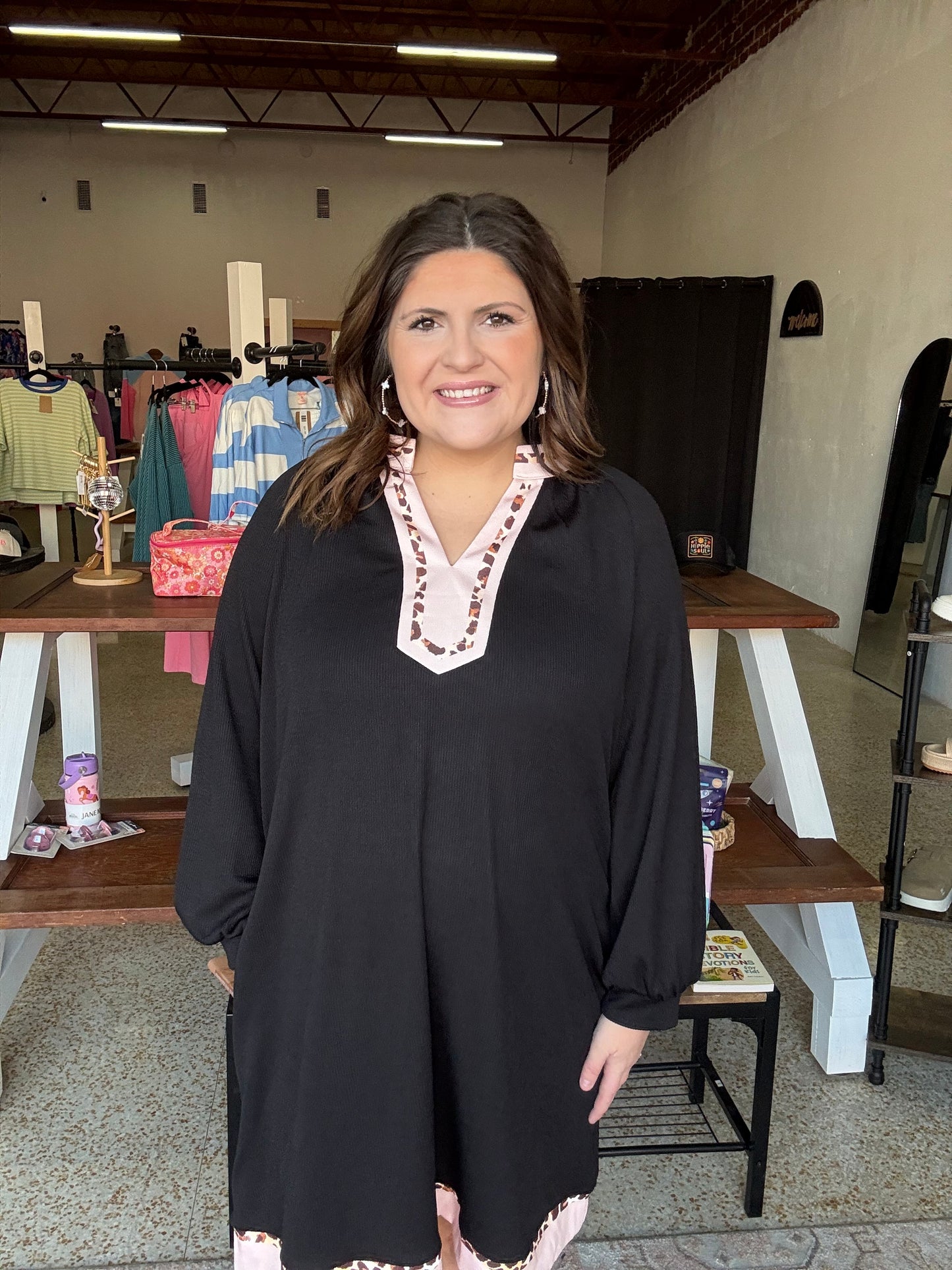 Black and Cheetah Curvy Dress