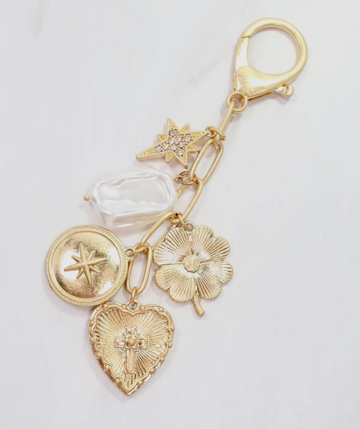 Heart and Cross Bag Chain