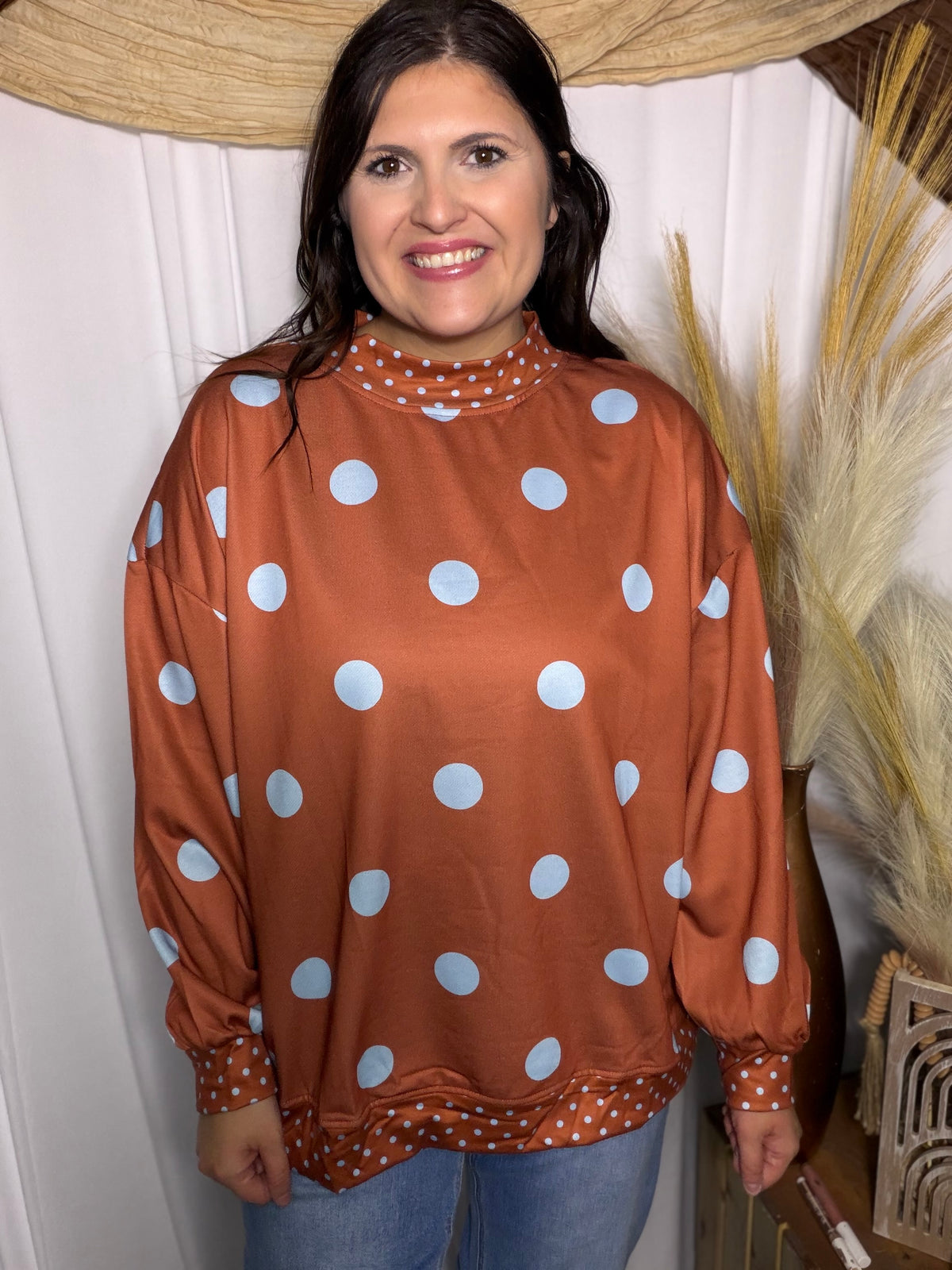 Fallin for Dots Mockneck