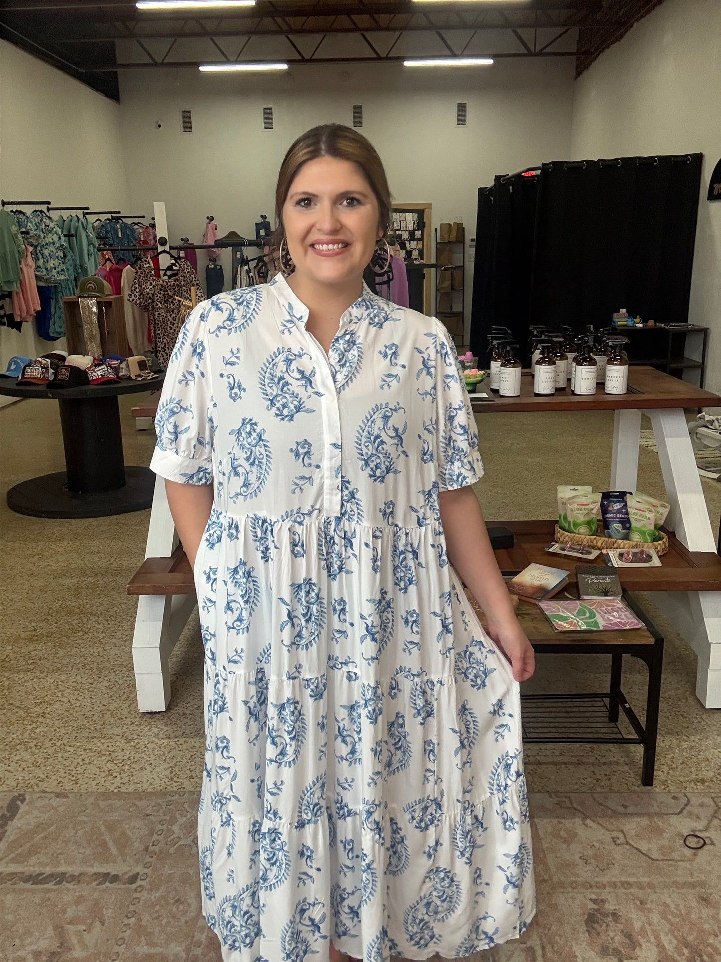 Petals In Blue Curvy Dress