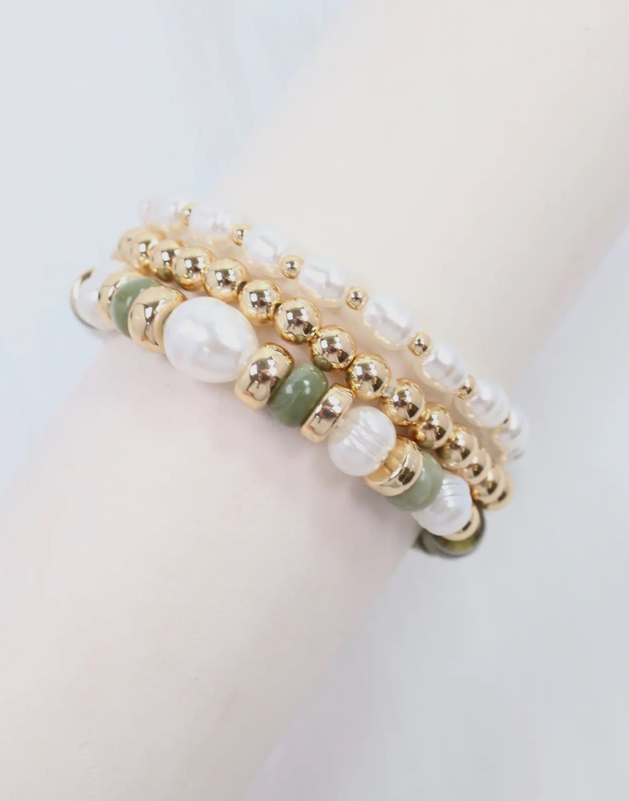 Bowie beaded and Pearl Bracelet Set