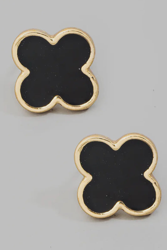 Enamel Clover Stud Earrings