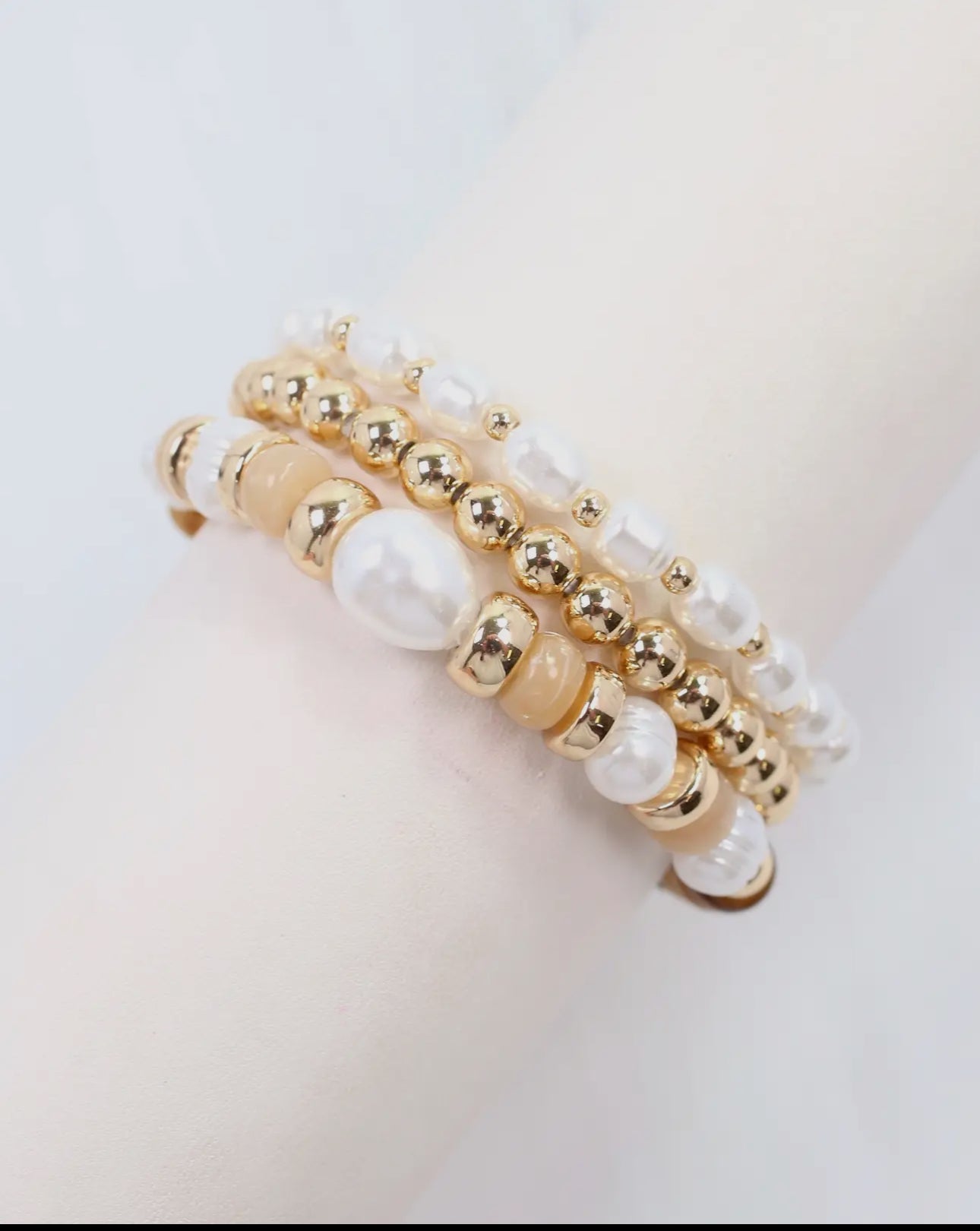 Bowie beaded and Pearl Bracelet Set