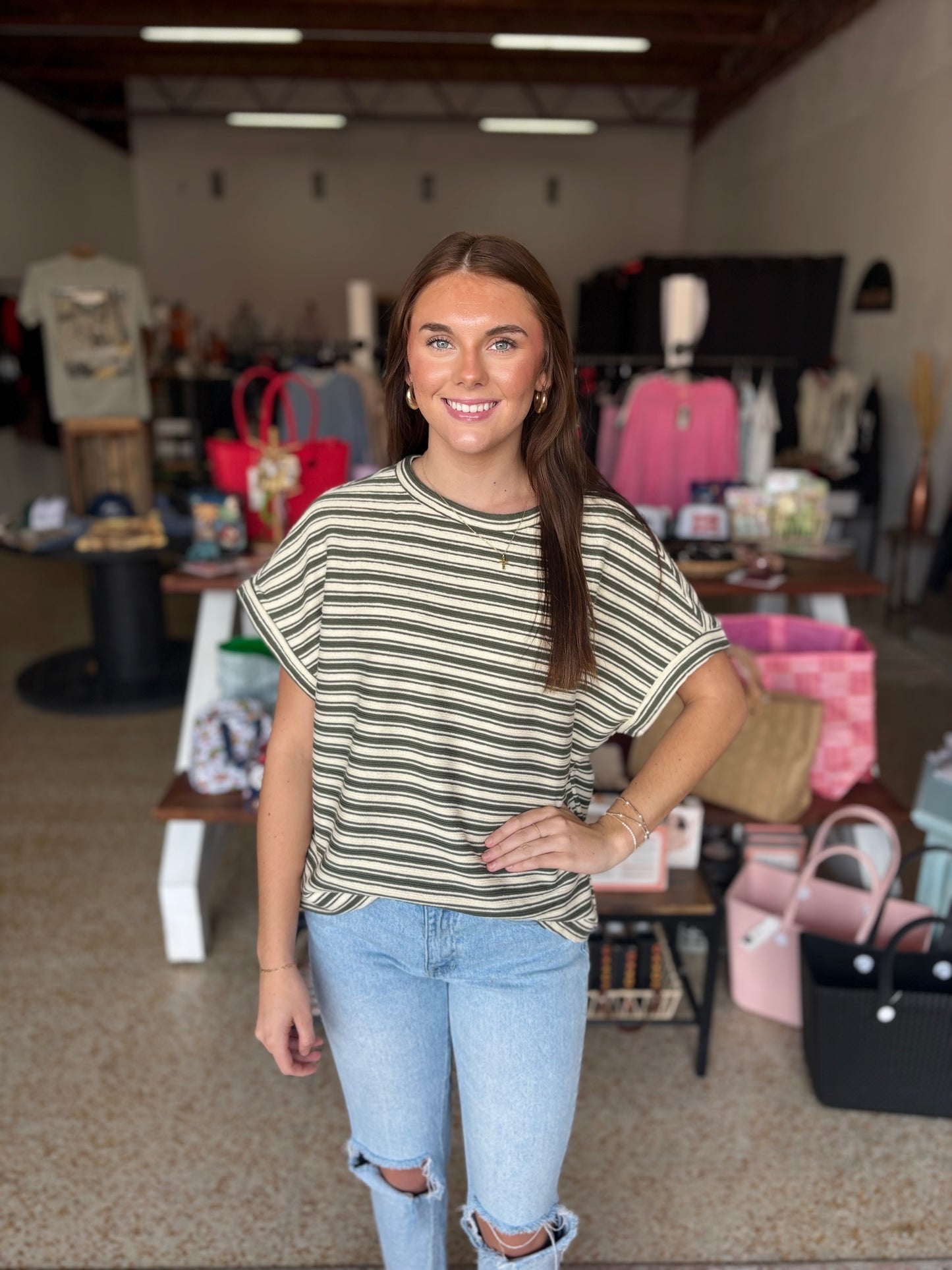 Sage Stripes Top