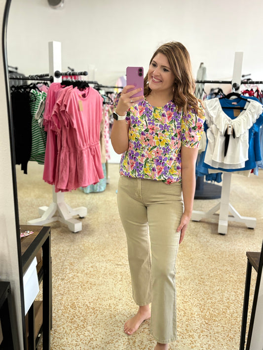 High Rise Crop Straight Pants