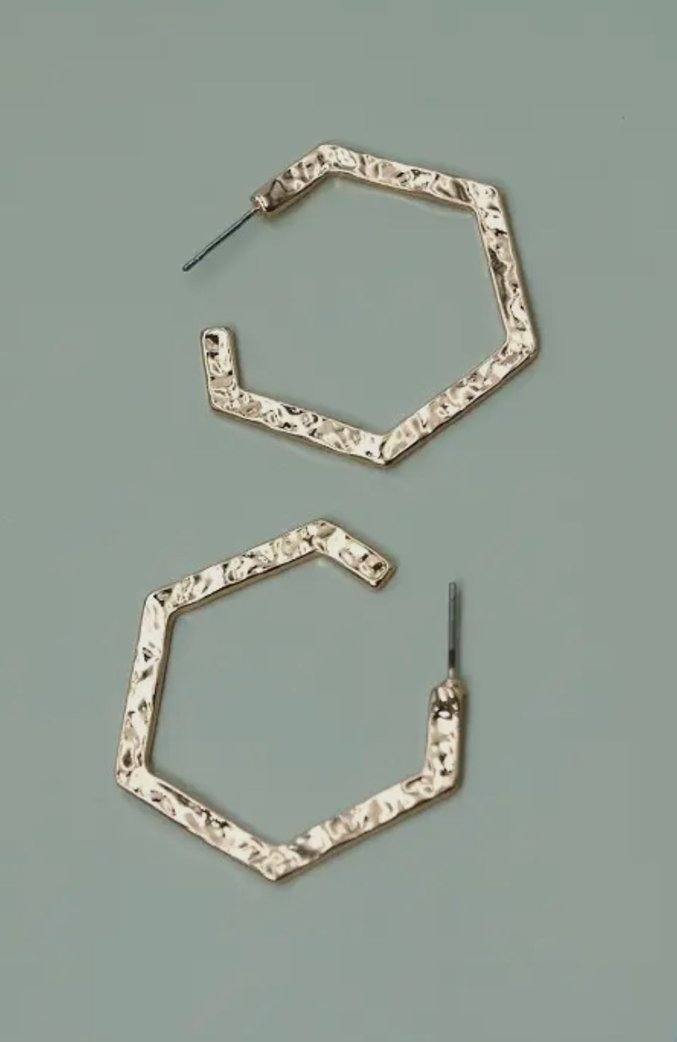 Hammered Hexagon Hoop Earrings