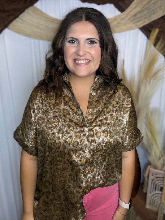 Golden Cheetah Curvy Top
