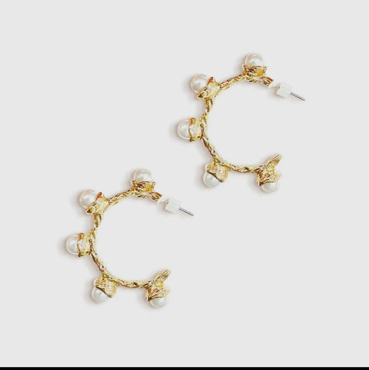 Pearl Textured Hoops