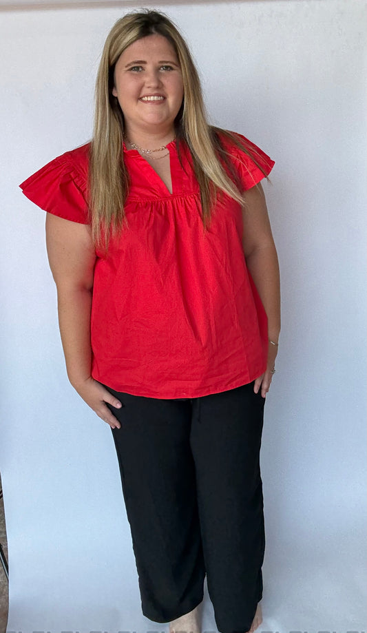 Ruffle me Red Top