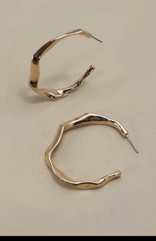 Hammered Gold Hoops