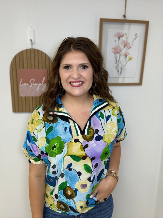 Blue Floral Top