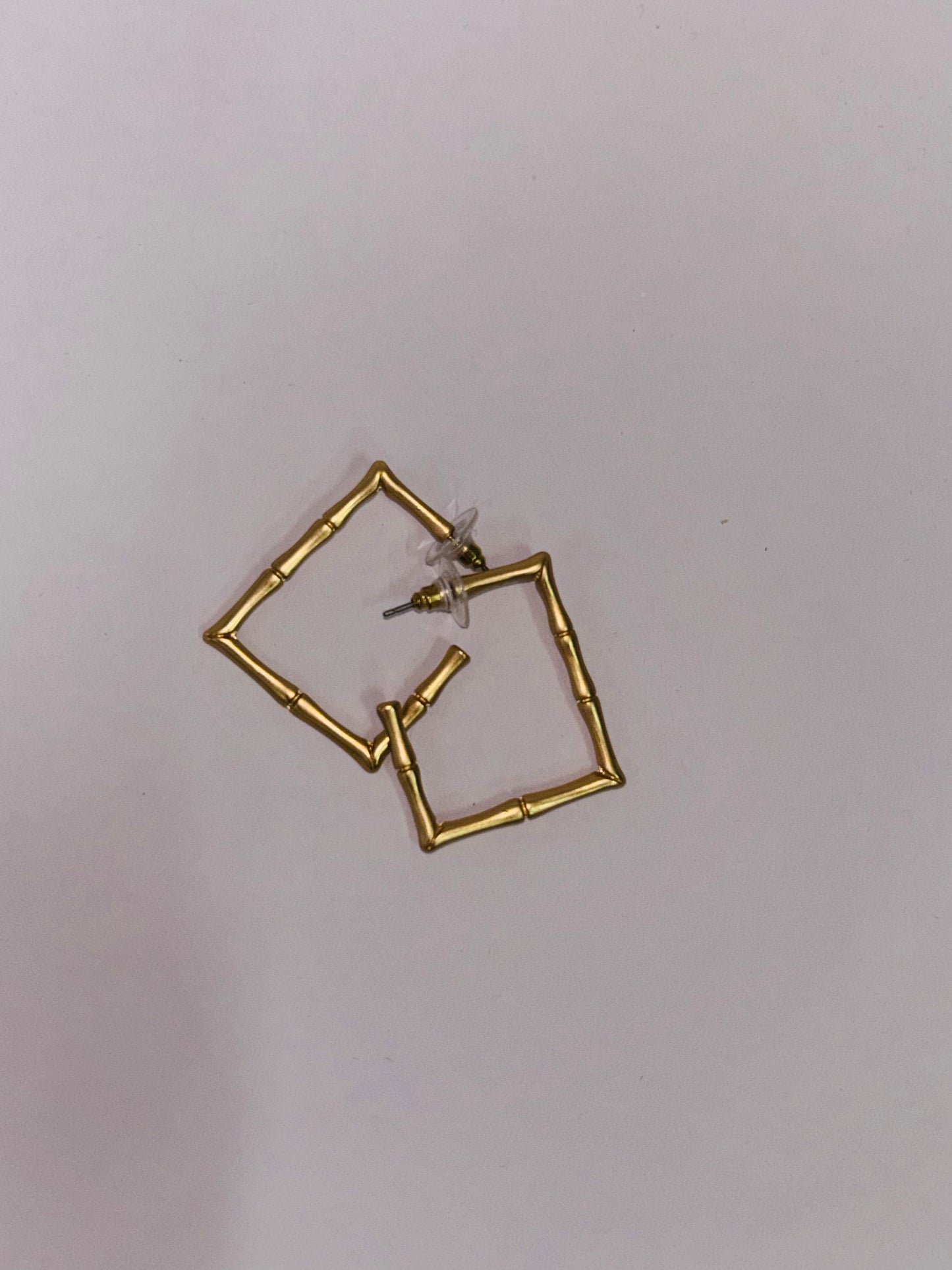 Gold square Bamboo Earrings