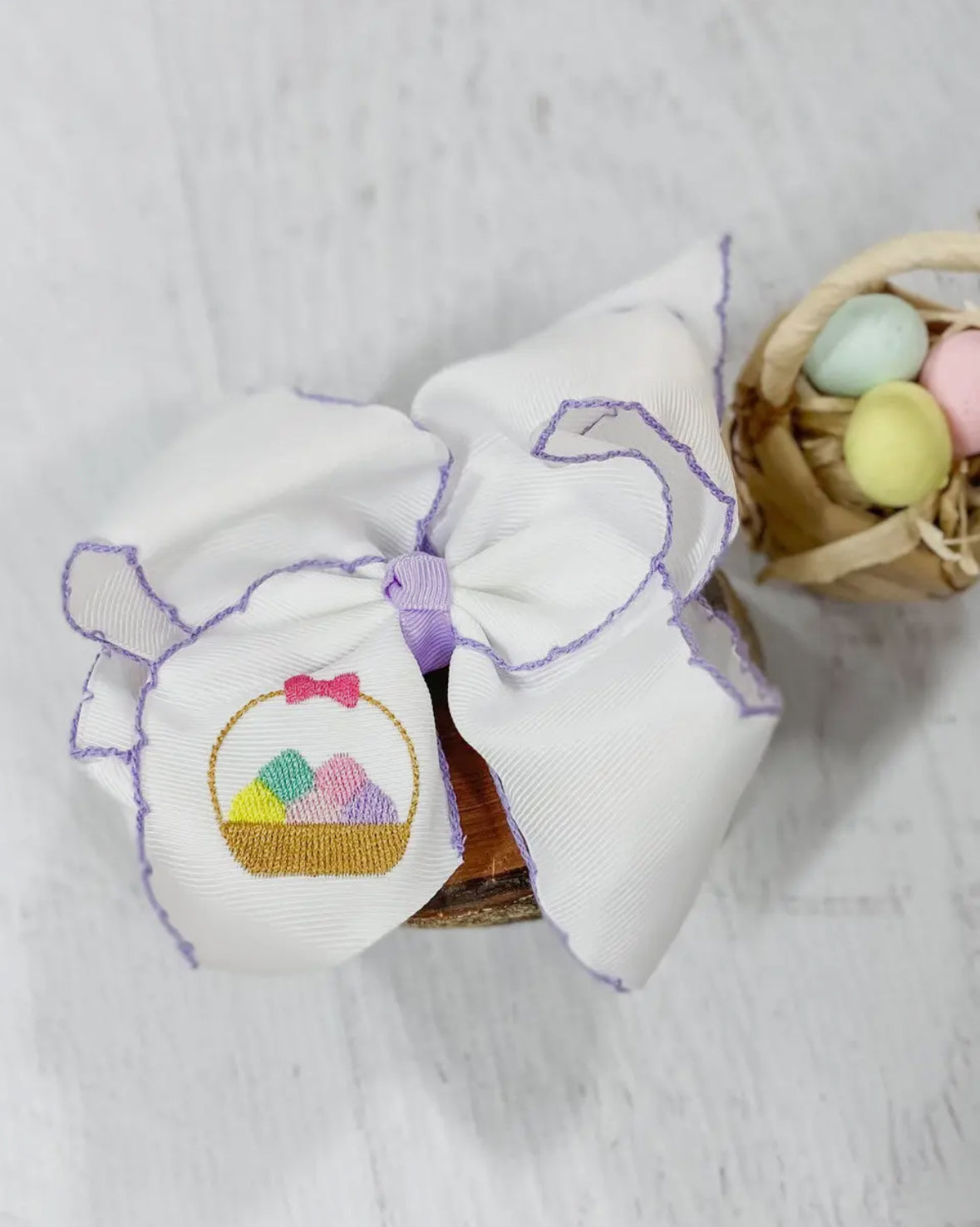 White Easter Egg Hair Bow