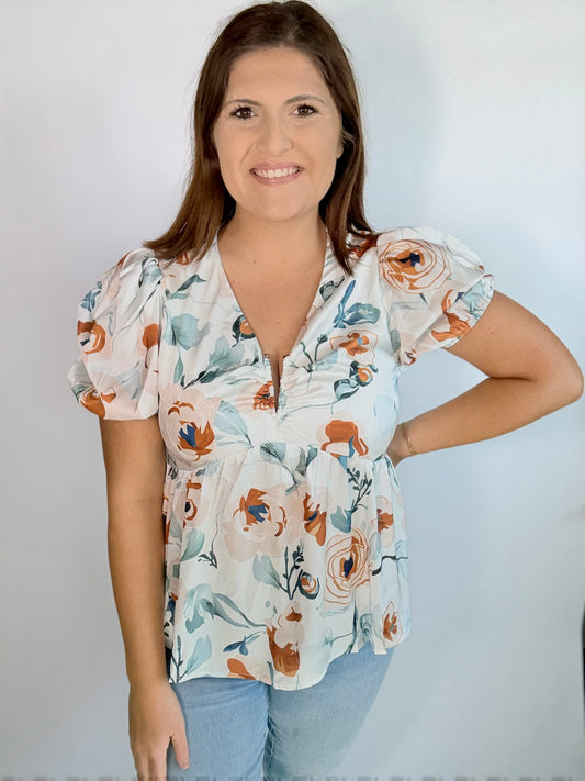 Muted Floral Top