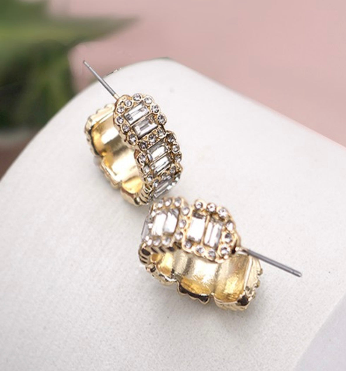 Baguette Rhinestone Hoops