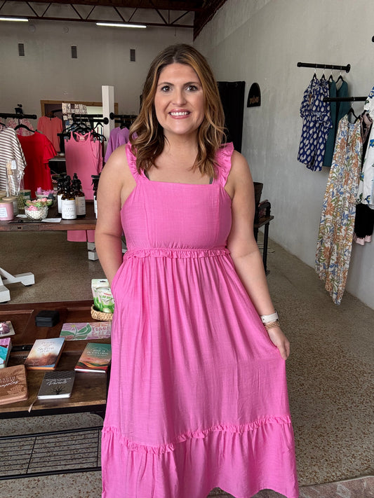 Bubbly Pink Midi Dress