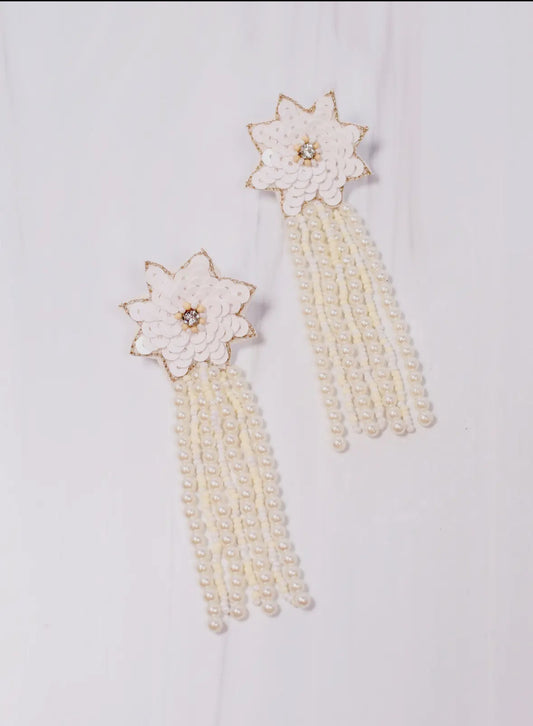 Pearl Flower Drop Earrings