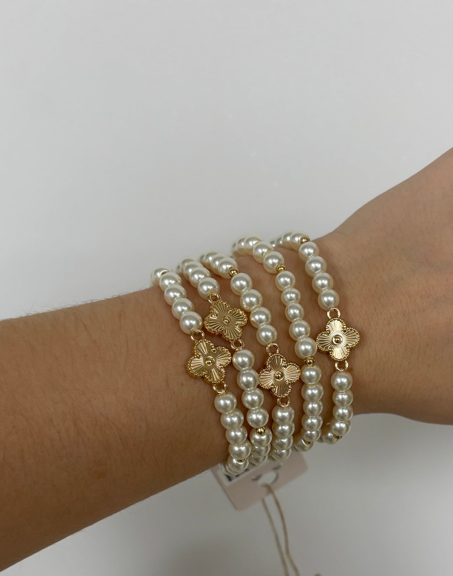 Pearls and Clover Bracelet Stack