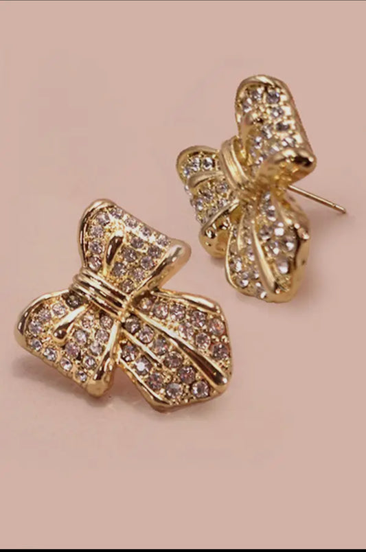 Bow Rhinestone  earrings