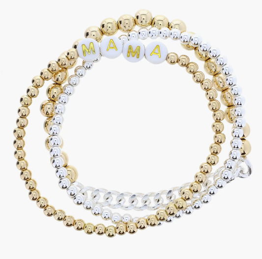 Mama Two Tone Beaded Bracelet