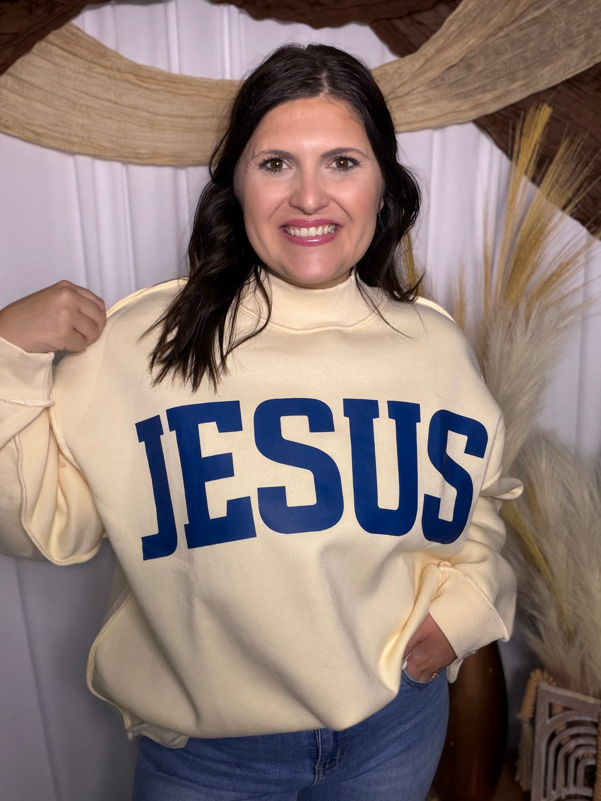 Jesus/ God is Good Reversible Curvy Mock Neck