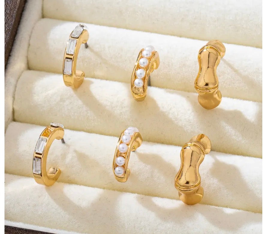 Real rhinestone hoops trio