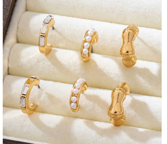 Real rhinestone hoops trio