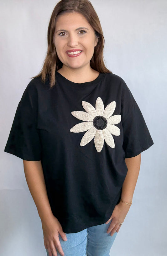 Floral and Black Top