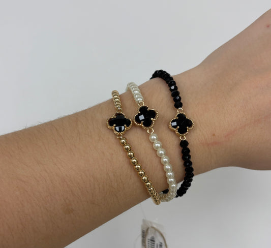 Jet Clover Bracelet Set