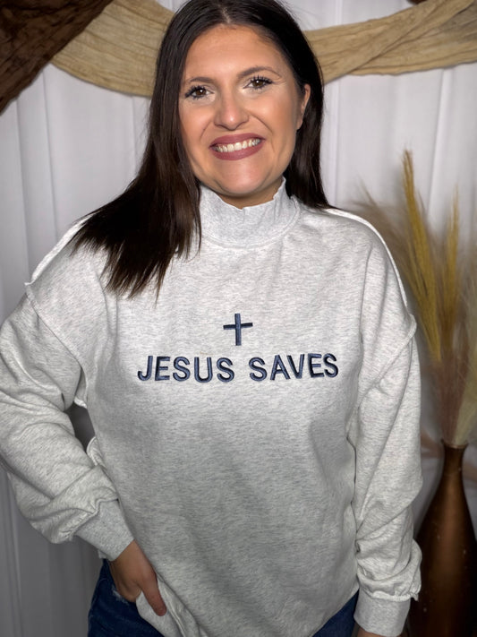 Jesus Saves Mockneck Pullover