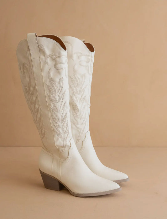 Megan Tall white boots