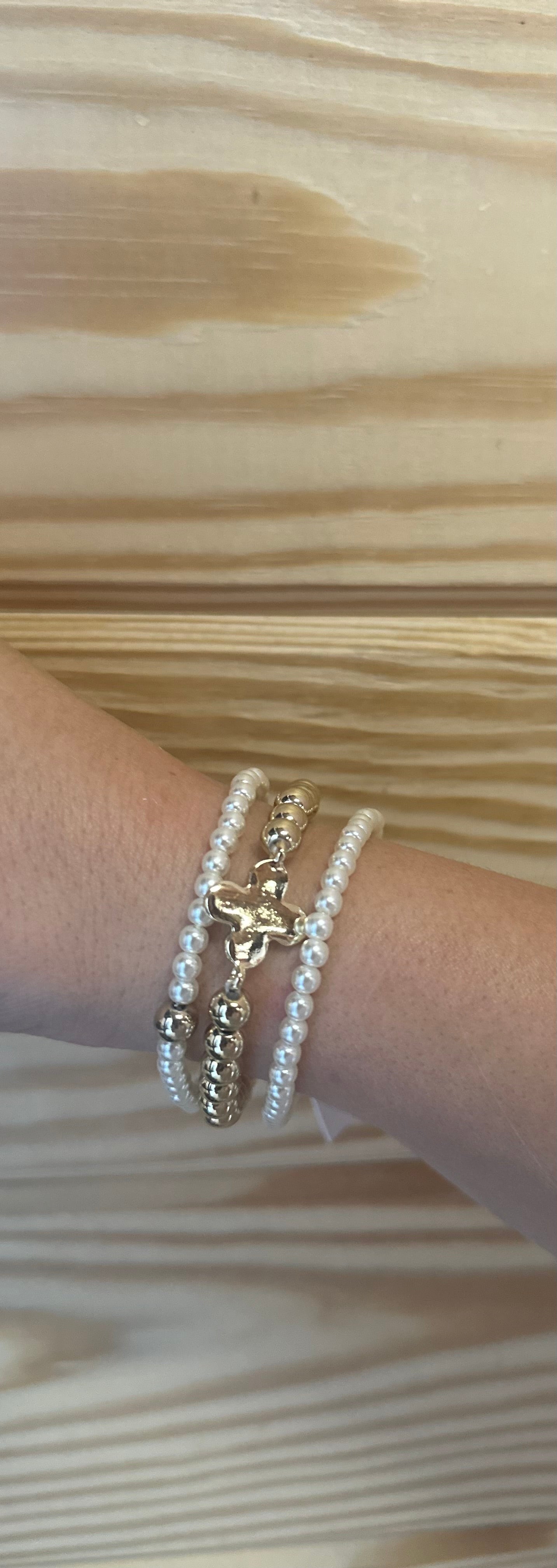 Pearls and Gold Bracelets