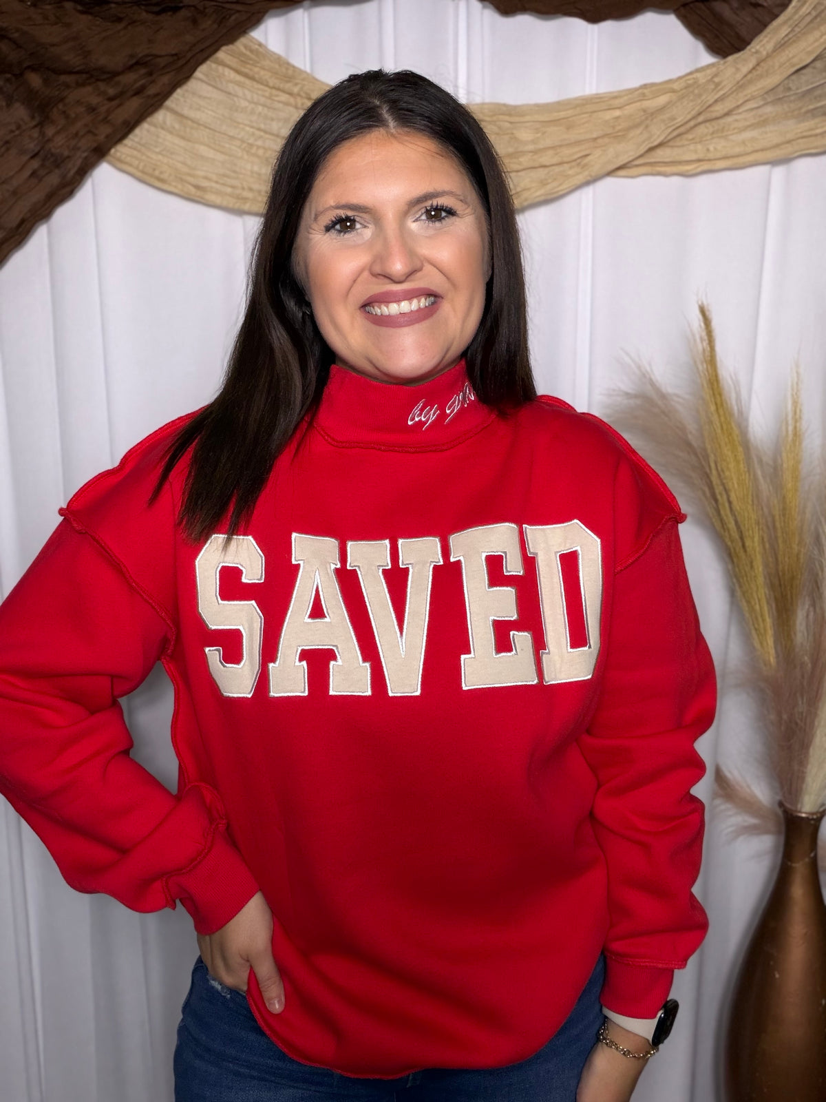 Saved by Grace mockneck pullover