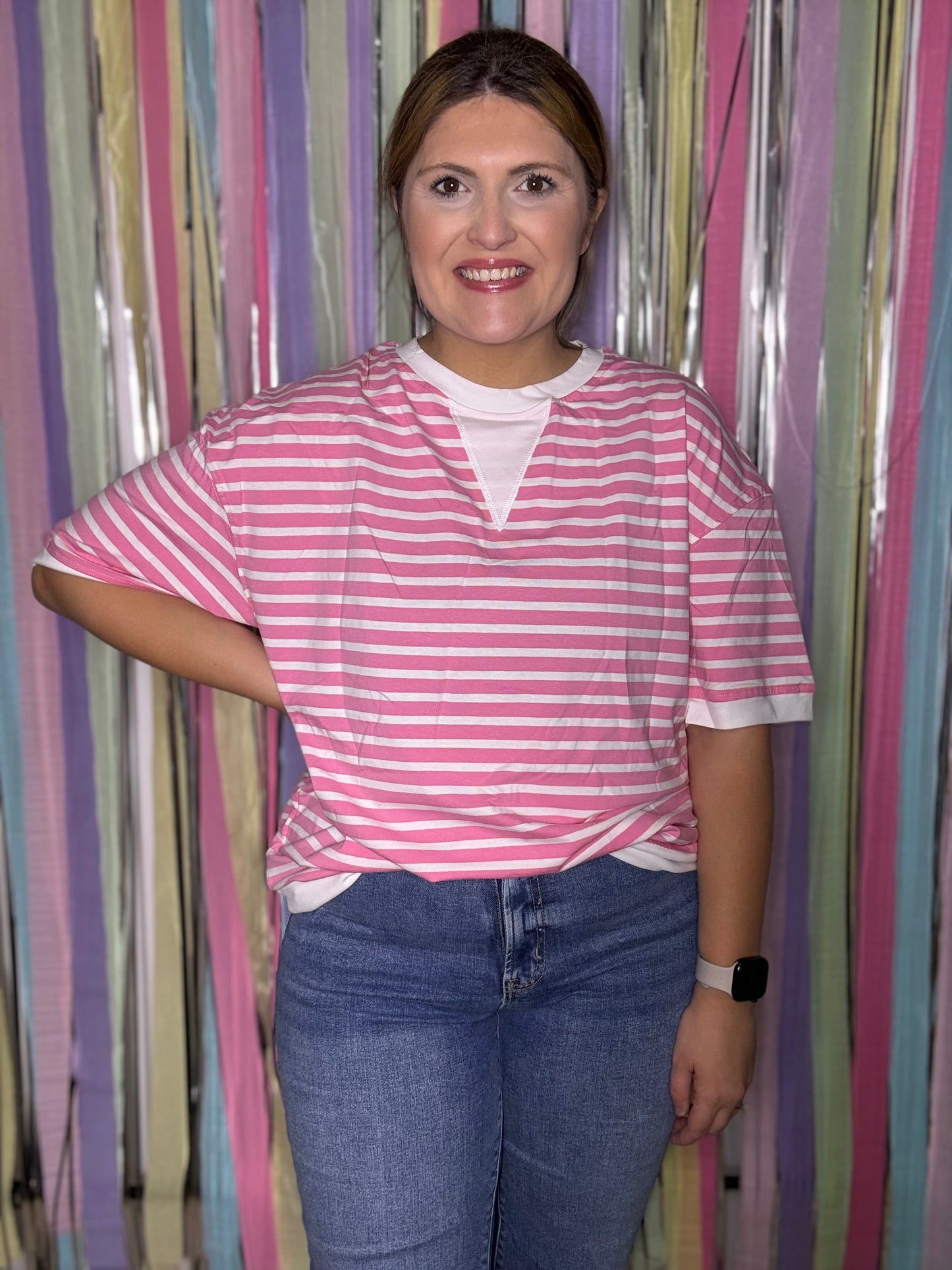 Pink stripe Lemonade Top