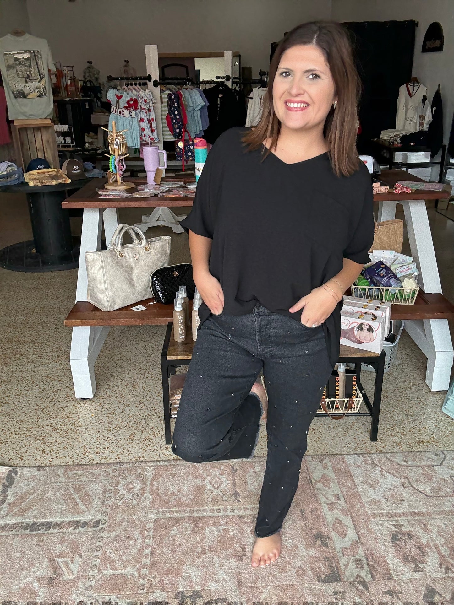 Pop of Sparkle Black Denim