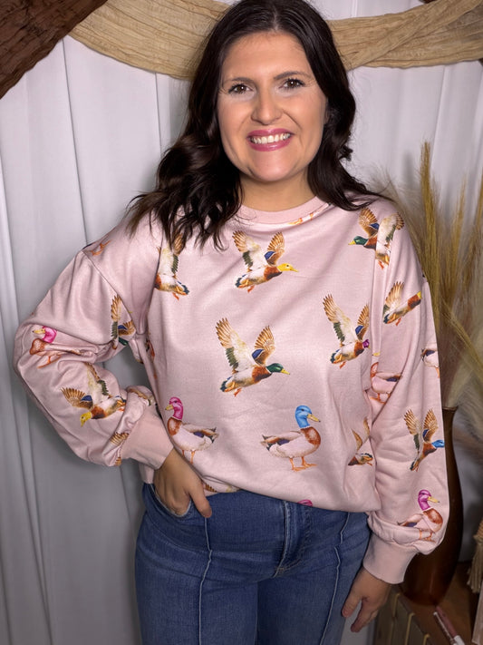 Pink Duck Season Pullover