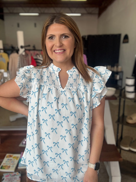 Blue and Bows Curvy Top