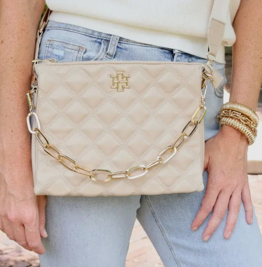 Caroline Hill Nude Quilted Crossbody