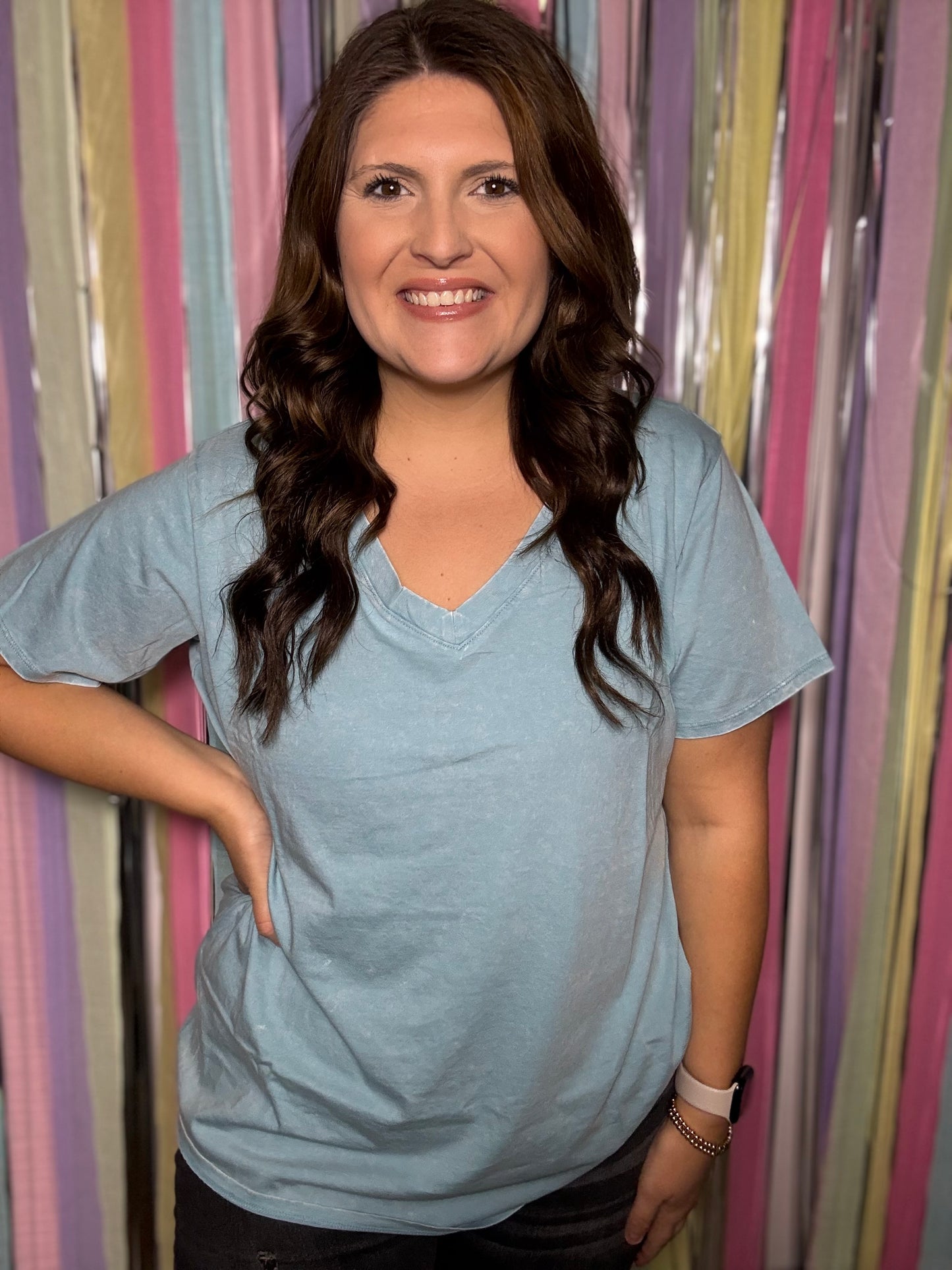 Washed Away V-Neck Top