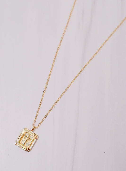 Cross Plate Gold Necklace