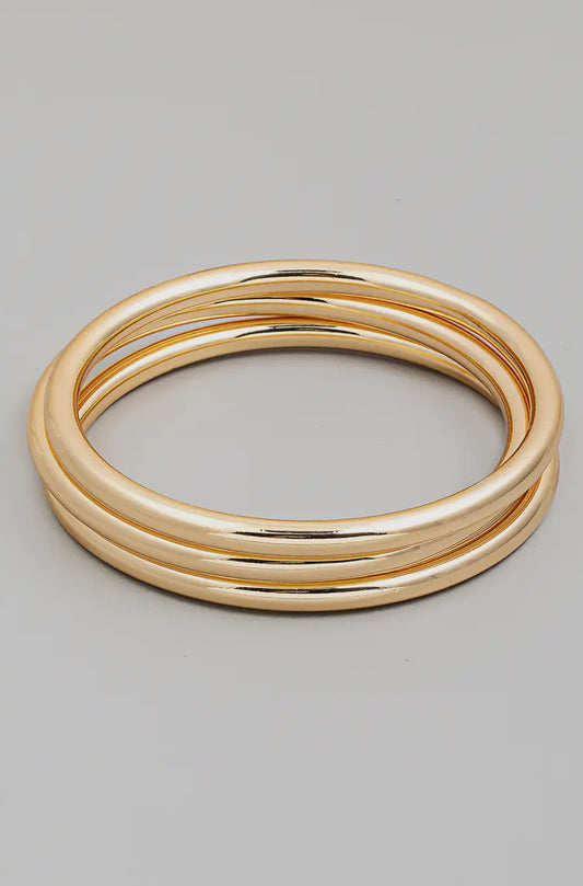 Metallic Triple Bangle Bracelet Set