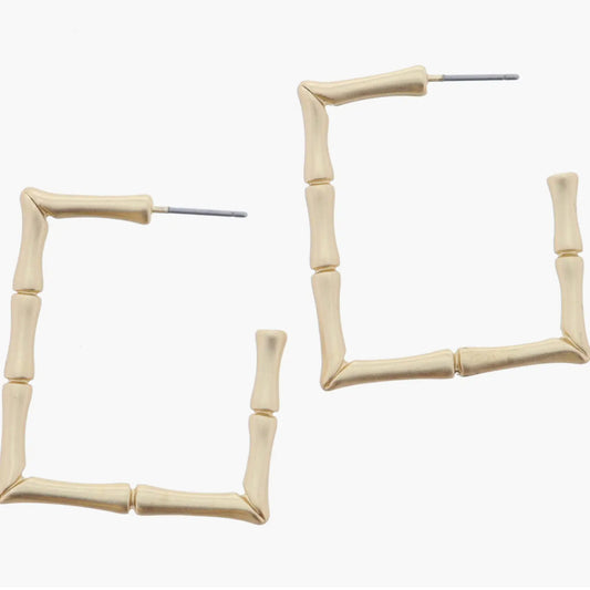 Gold Bamboo Square Hoops