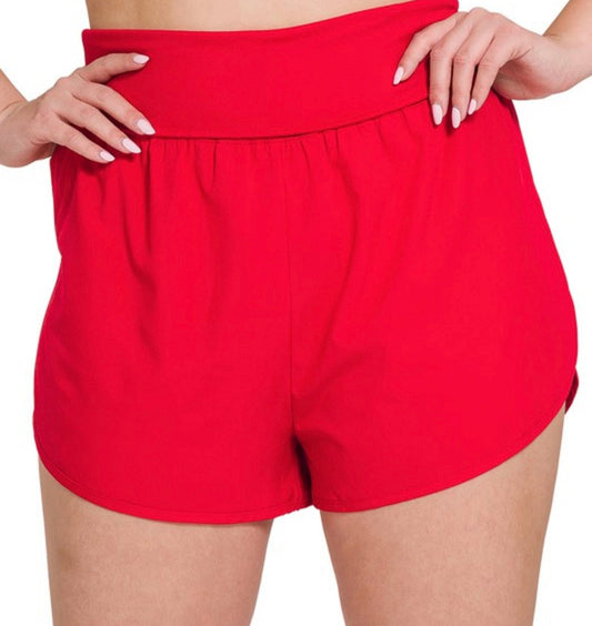 Zenana High Waist Band Running Shorts