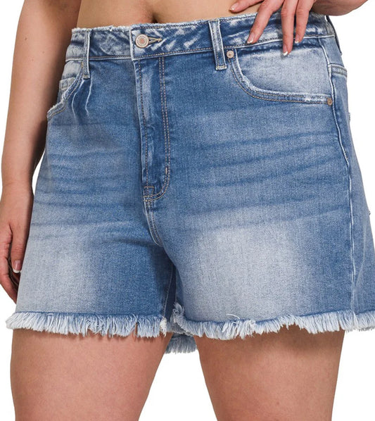 Plus Size Light Denim Shorts Zenana