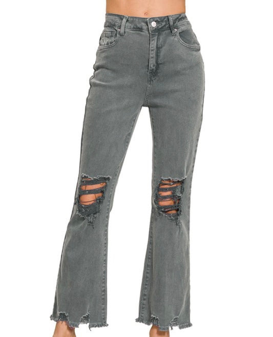 Zenana Distressed Straight Jeans